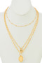 Layered Circle And Lock Pendant Necklace