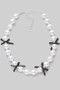 Pearl Necklace With Bow Accents