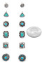 Six Piece Turquoise Stone Stud Earrings
