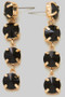 Line Drop Stone Earrings