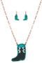 Western Stone Boot Necklace Earring Set