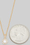 Round Cz Pave Pendant Brass Necklace