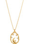 Moon And Star Oval Pendant Necklace