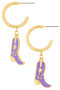 Cowboy Boots Huggie Dangle Earrings