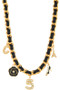Multi Charm Drop Braided Choker Necklace