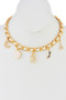 Multi Charm Drop Braided Choker Necklace