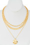 Hammered Disc Pendant Layered Chain Necklace