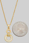 Brass Cz Pave Circle Chain Pendant Necklace