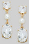 Tiered Stone And Pearl Drop Earrings