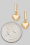 Heart Ball Drop Earrings With Cz Pave Bar