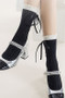 Two Tone Socks With Satin Bow