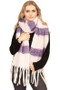 Stripe Pattern Fringe Scarf. 