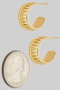 Brass Diamond Cut Ridged Hoop Earrings