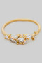 Leafy Brass Ring With Cz Pave