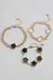 Clover Charm Three Chain Bracelet Set