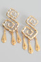 Textured S Shape Earrings With Tear Charms