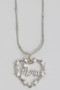 Stainless Steel Mama Heart Cz Pendant Necklace