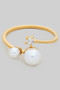 Double Pearl And Cz Twist Ring