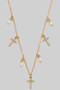 Dainty Cz Pave Cross And Pearl Charm Necklace