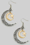 Filigree Crescent Moon Drop Earrings