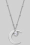 Crescent Moon Pendant Necklace With Cz Accent