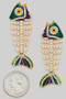 Lacquered Pearl And Cz Fish Drop Earrings