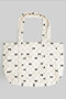 Bow And Quilted Print Corduroy Canvas Bag