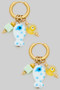 Porcelain Fish And Evil Eye Beaded Hoop Earrings