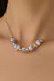 Floral Porcelain Beaded Stainless Chain Necklace