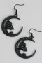 Gothic Skull And Crescent Moon Drop Earrings