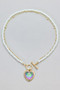 Heart Pendant Pearl And Chain Toggle Necklace