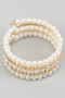Coiled Stretch Cz And Pearly Bead Bracelet