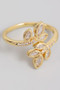 Leafy Brass Twist Ring With Cz Pave