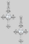 Fleur De Lis Cz Cross Drop Earrings