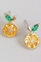 Dazzling Brass And Cz Lemon Studs