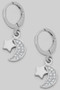 Dainty Brass Huggies With Cz Moon And Star Charms