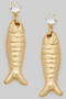 Cz Studs With Dangling Fish Charm