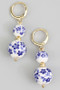 Linear Porcelain Beaded Drop Huggies