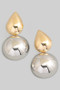 Two Tone Tear And Bulb Drop Earrings