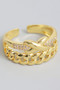 Brass Chain Bow Ring With Cz Pave