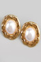 Metallic And Oval Pearl Post Earrings