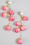 Pearl And Tiered Floral Bud Drop Earrings