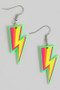Acrylic Neon Green Lightning Drop Earrings