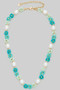 Faux Pearl And Beaded Flower Necklace