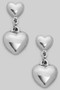 Dangling Brass Tiered Puff Heart Earrings