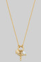 Dainty Heart Cross And Pearl Charm Necklace