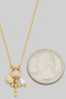Dainty Heart Cross And Pearl Charm Necklace