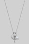 Dainty Heart Cross And Pearl Charm Necklace