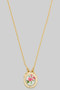 Dainty Rose Oval Pendant Necklace