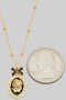 Dainty Bow And Rose Oval Pendant Necklace